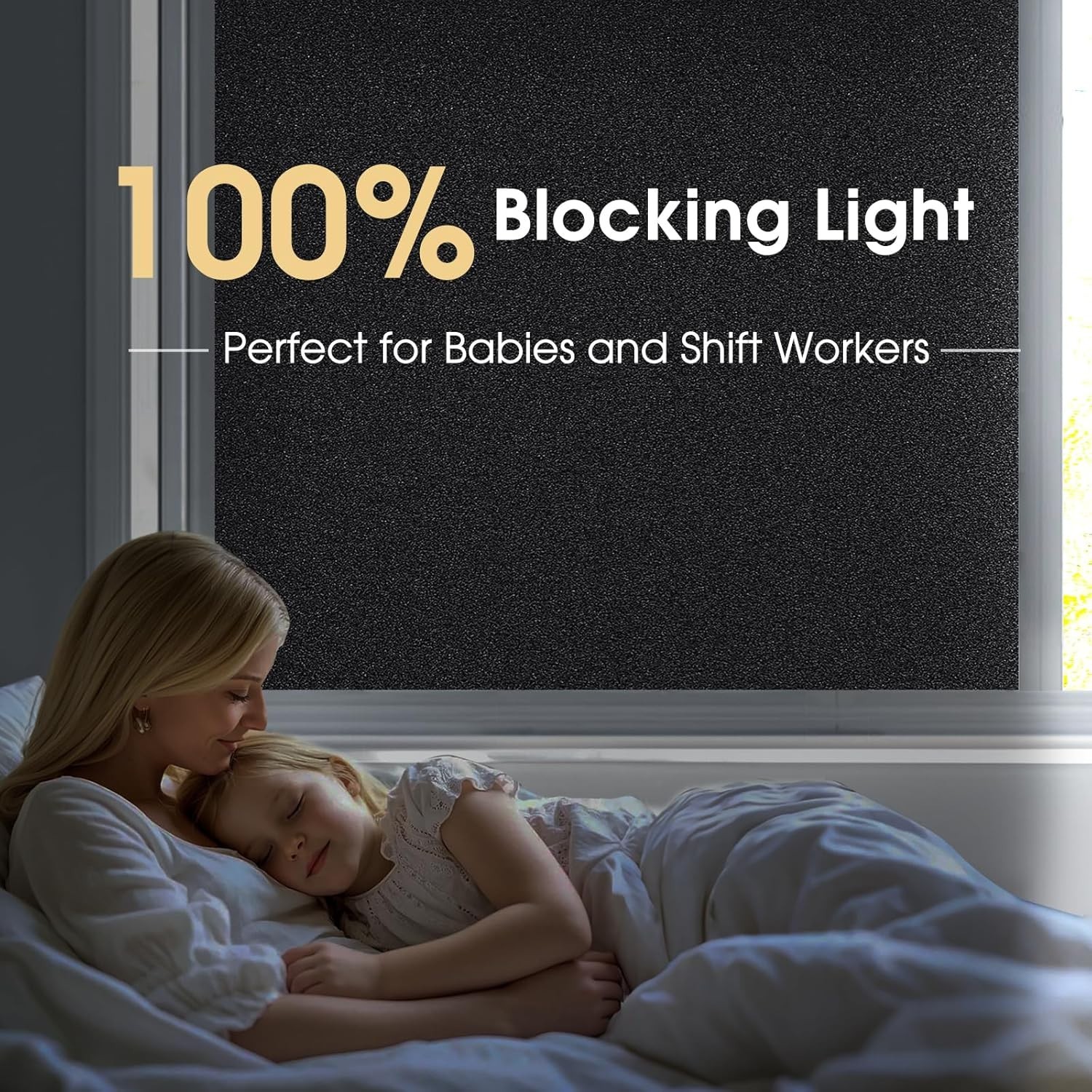 Removable Static Cling Blackout Window Film, 17.5 x 78.7 Inch, Renter Friendly