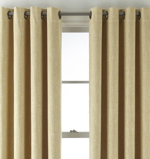 JCP Home 50 X 108 Sullivan Blackout Grommet Curtain Panel Drape Heather Yellow