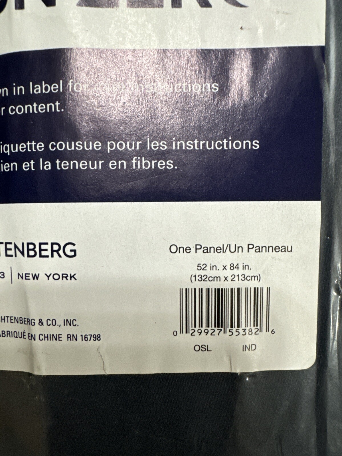 Sun Zero Blackout 1-Panel Ludlow Window Curtain Indigo Blue 52 X 84 NWT