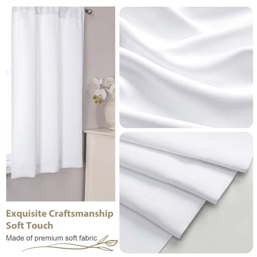 White Cafe Curtains 24 Inch Length – Light 30″W x 24″L (Pack of 2) Pure White