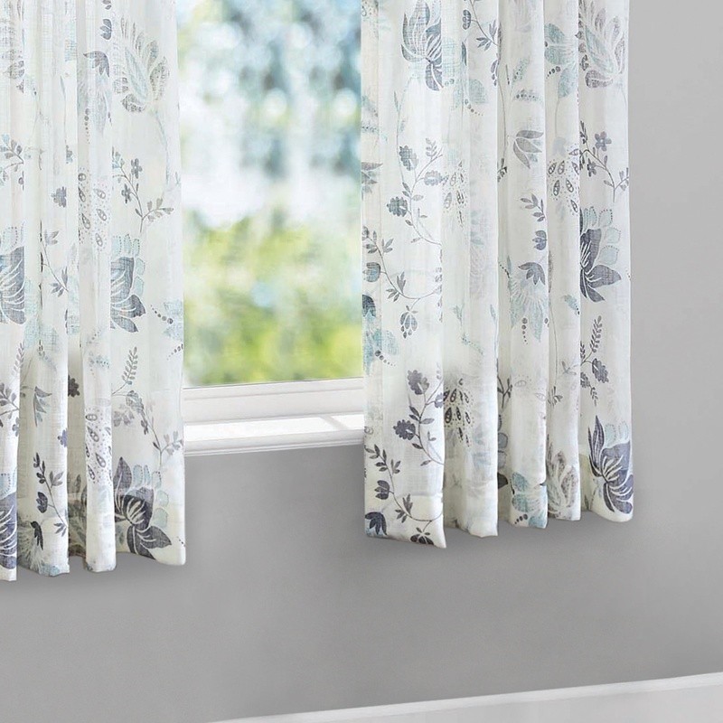 100% Cotton Sheer Floral Curtain Panel Rod Pocket Indoor Window Treatment 50×63