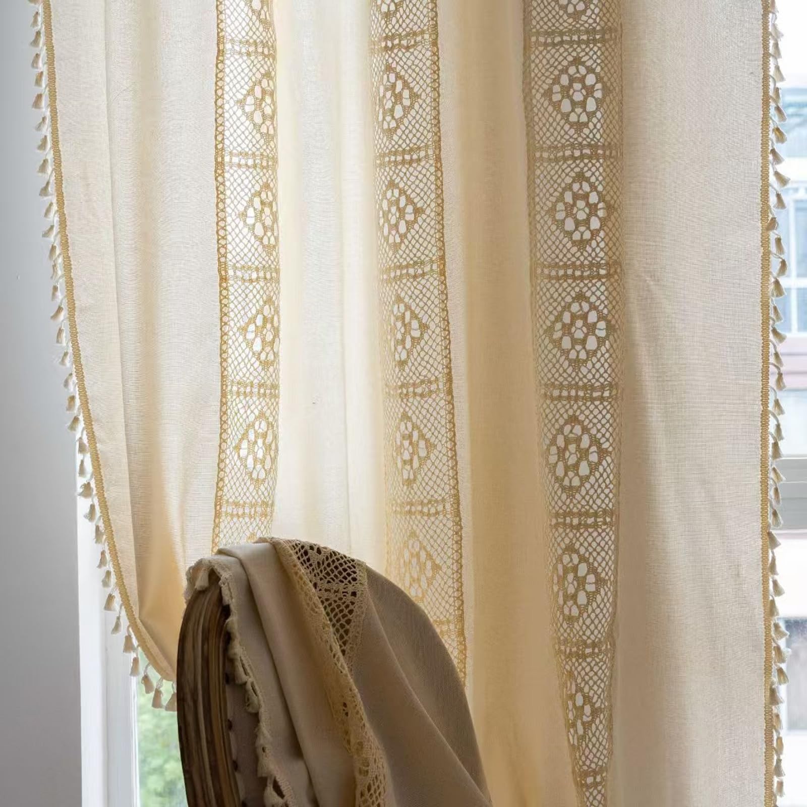 Deeprove Boho Living Room Curtains, Boho Window Curtains for Bedroom Blackout…