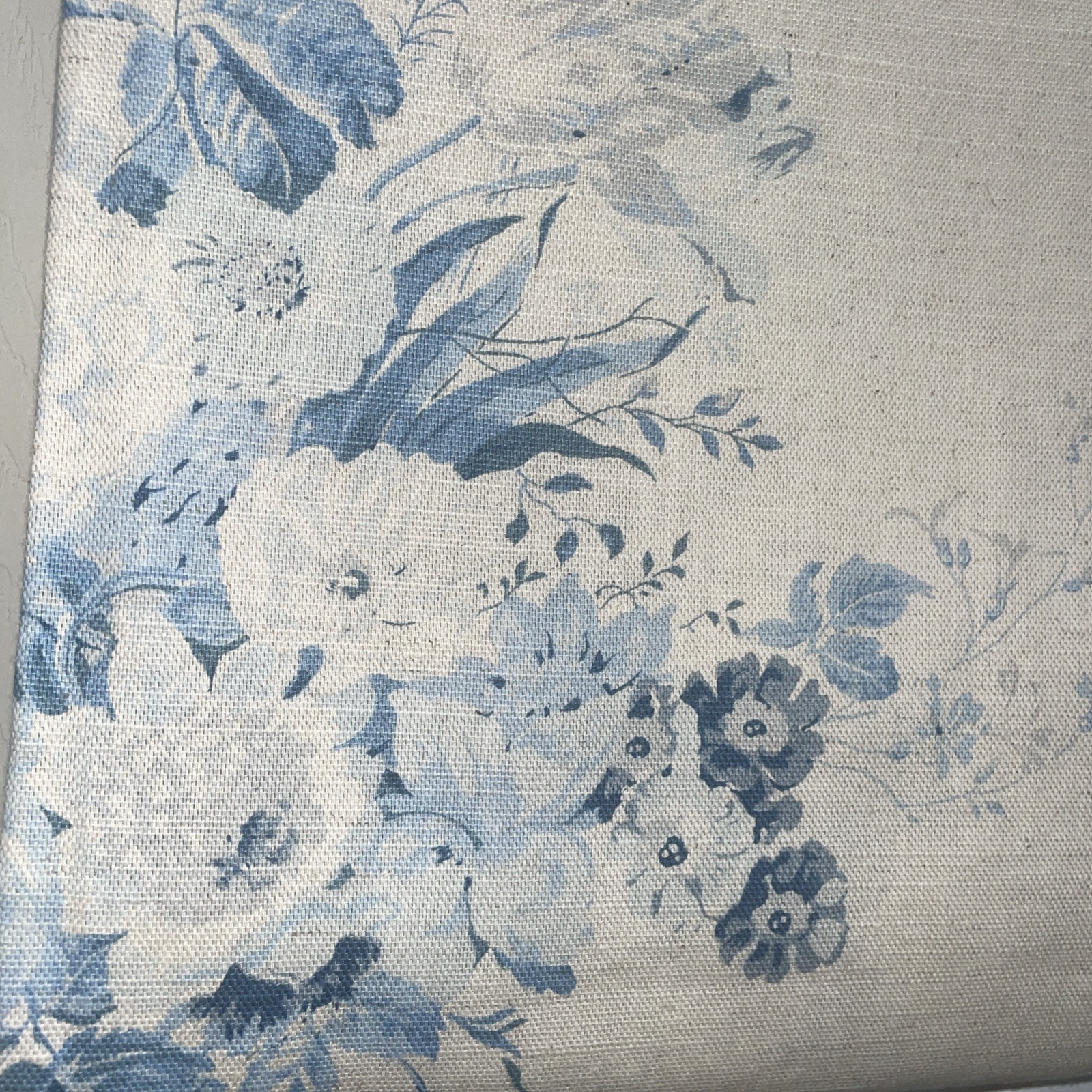 2 Cabbages & Roses Window Curtain Panels Constance Floral Blue Natural 50 x 84”