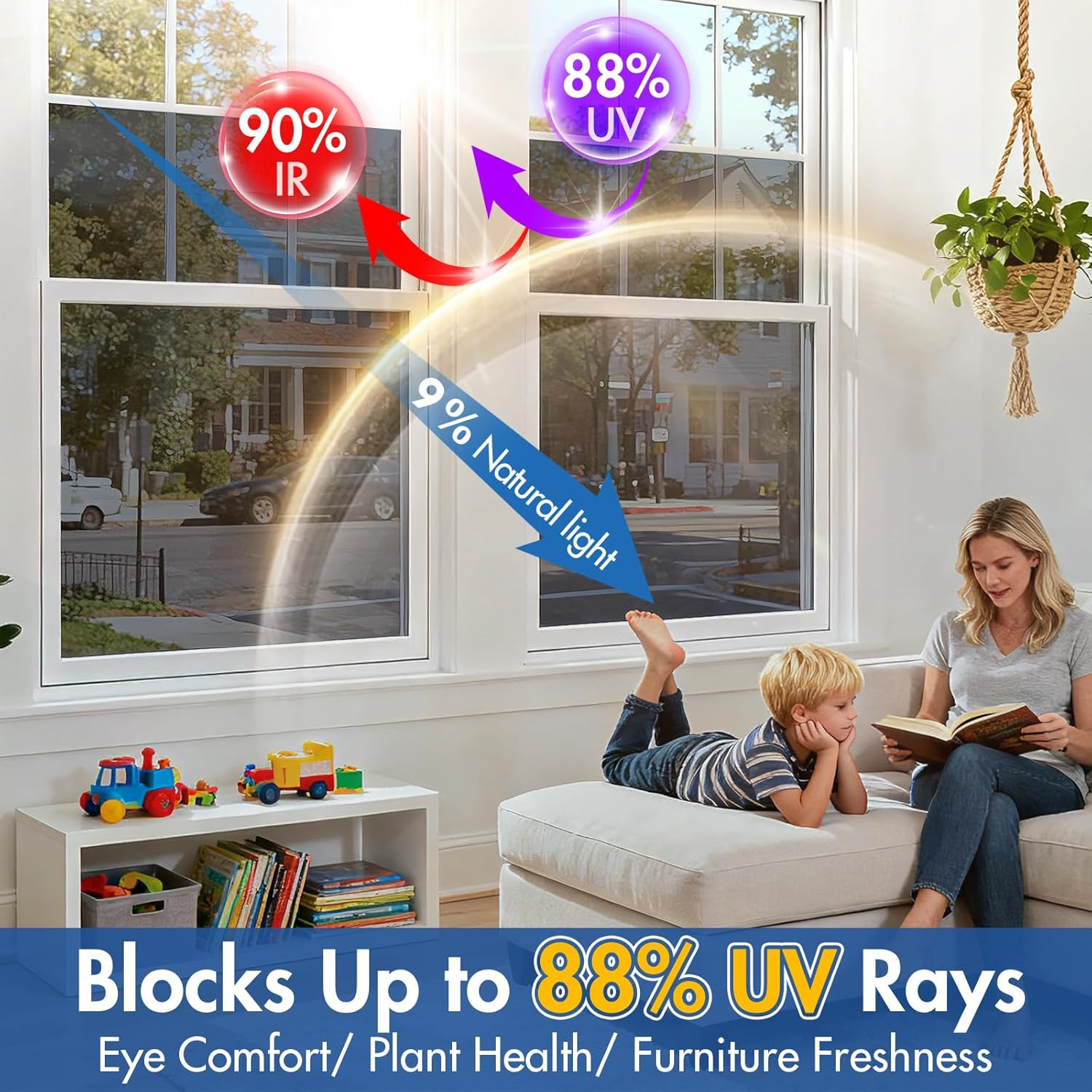 One Way Privacy Window Tint for Home, Daytime Reflective Mirror Glass Film See O