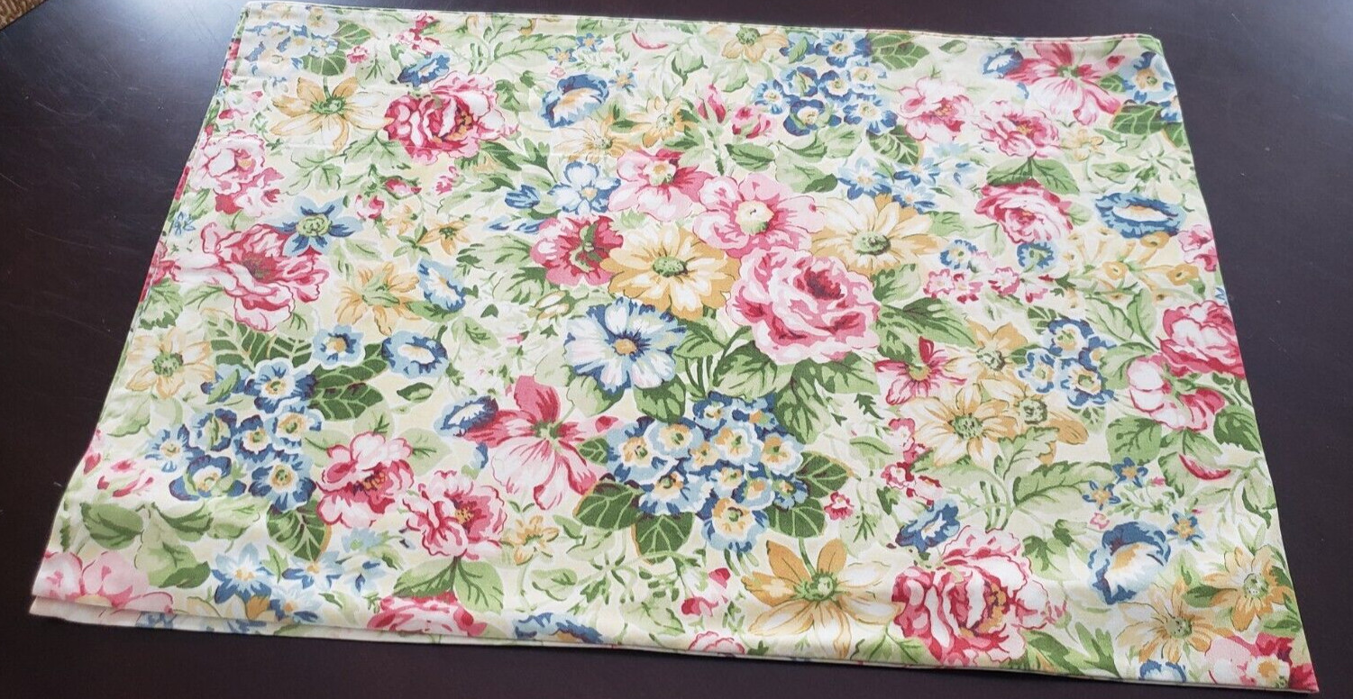 VTG “Sandringham Allover” cotton country valance pink yellow blue green florals
