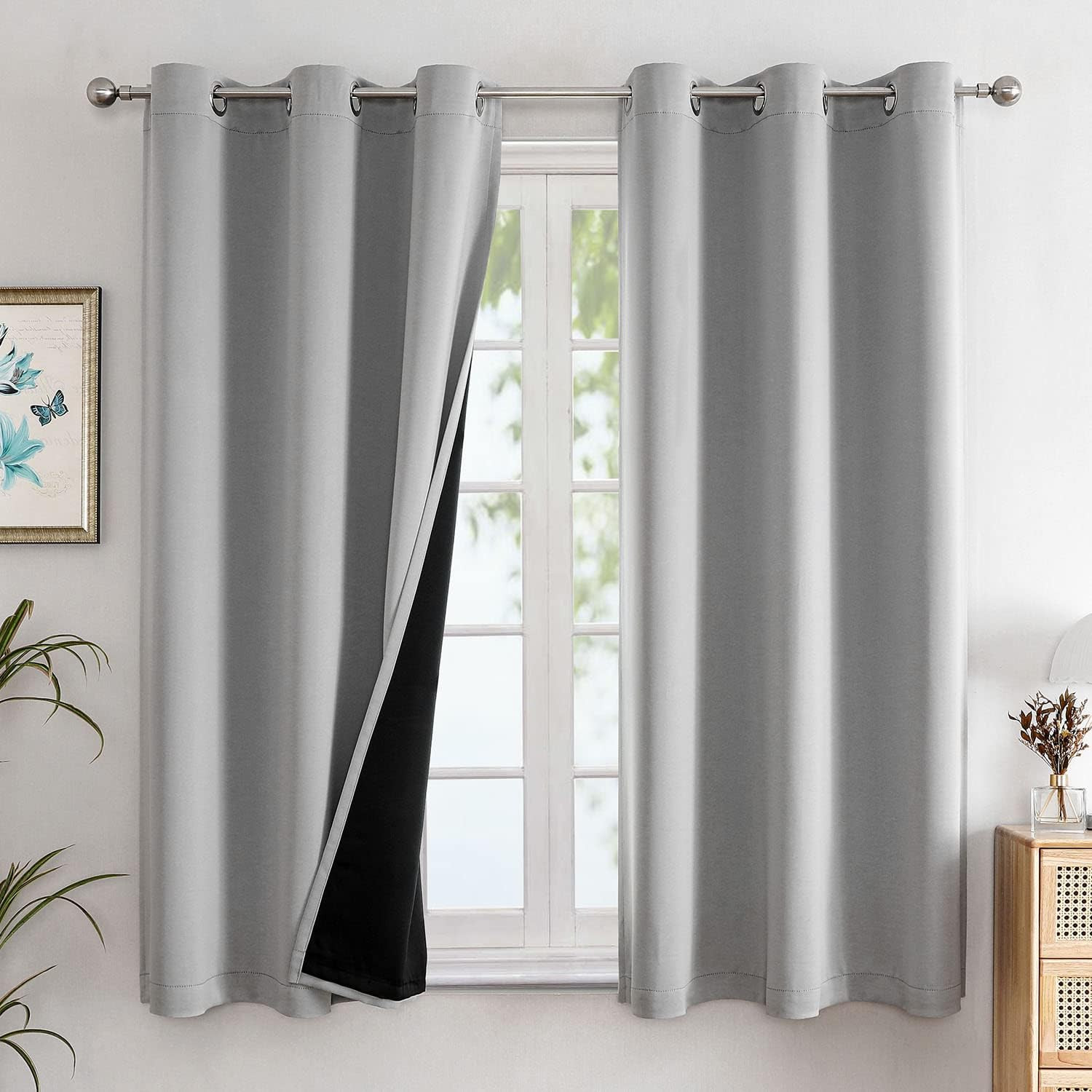 100% Blackout Curtains for Bedroom with Black Liner, 2 Thick Layers Total Blacko