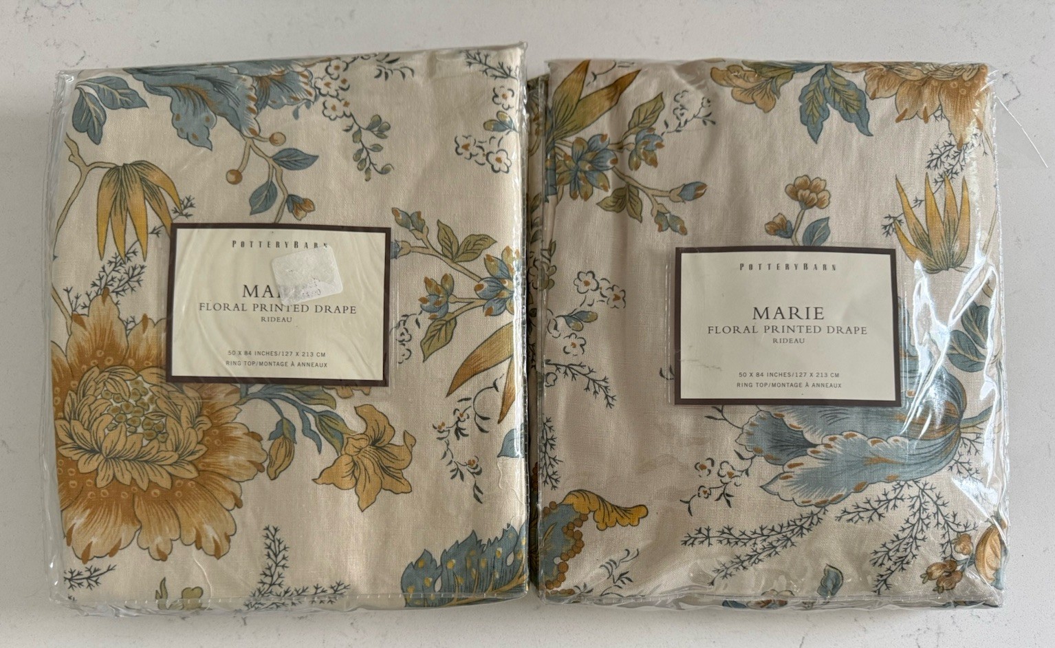 Pottery Barn Marie Palampore Beige Curtain Panel 50×84 Floral Window Drape New