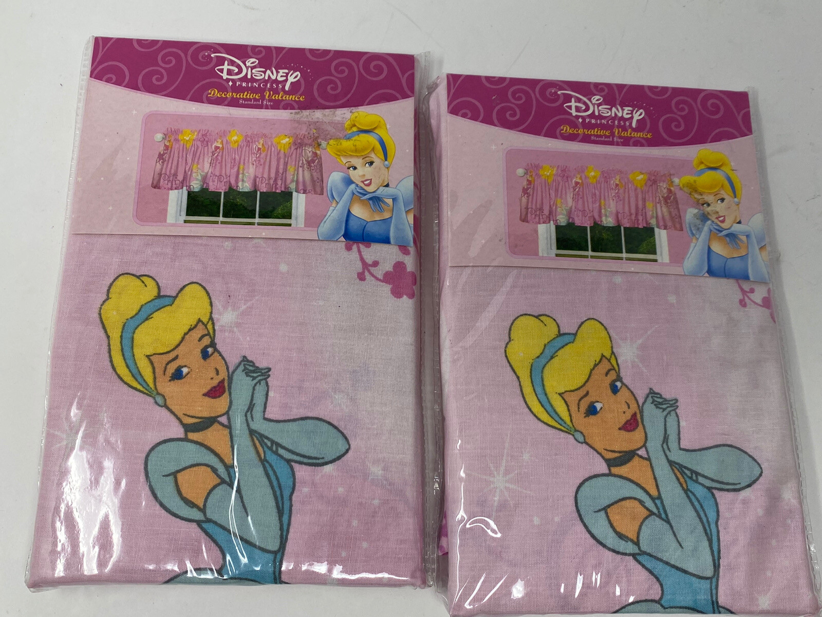 (2) DISNEY PRINCESS CINDERELLA DECORATIVE VALANCE 84×15 NEW STANDARD SIZE
