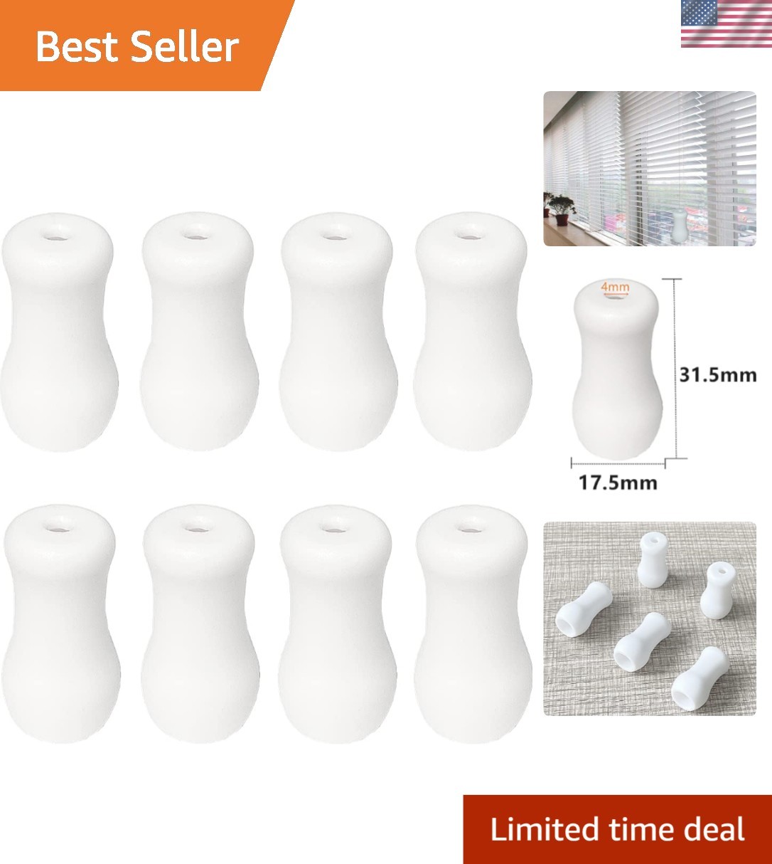 20pcs White Plastic Cord Tassel Window Blind Cord Knobs Drops Pull End for Bl…