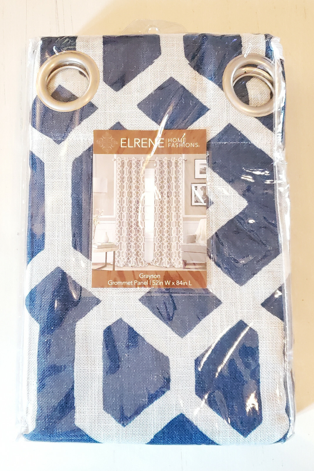 Elrene Grayson Trellis Indigo Blue Room Darkening Window Curtain Panel, 52″x84″