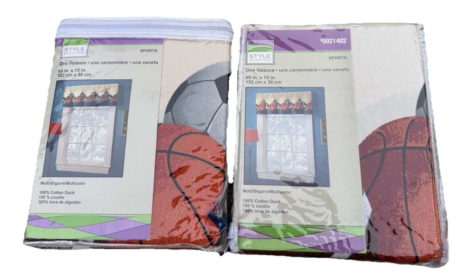 2 Sports Themed Window Valances Style Selections Brand 60 X 15 In, Cotton