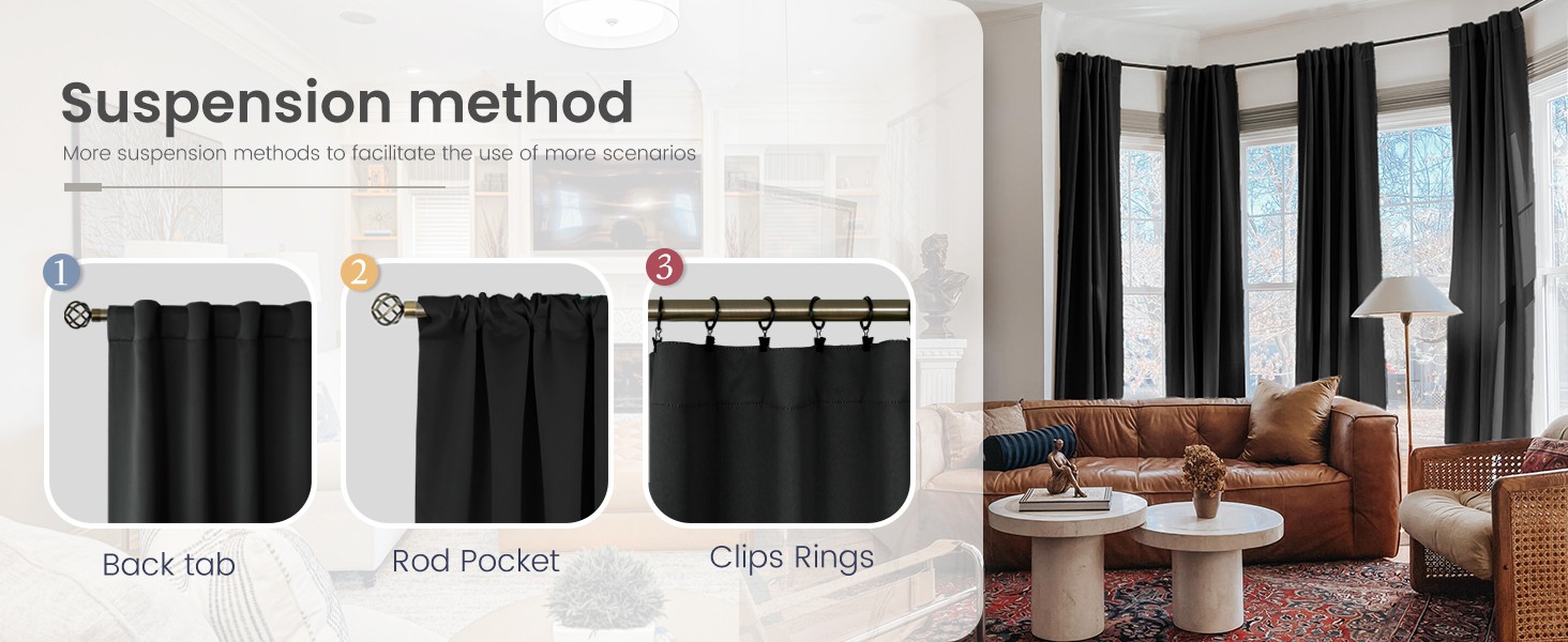 Blackout Curtains 48 Inch Length for Cafe – 34 x 48 inch Curtains Rod Pocket and