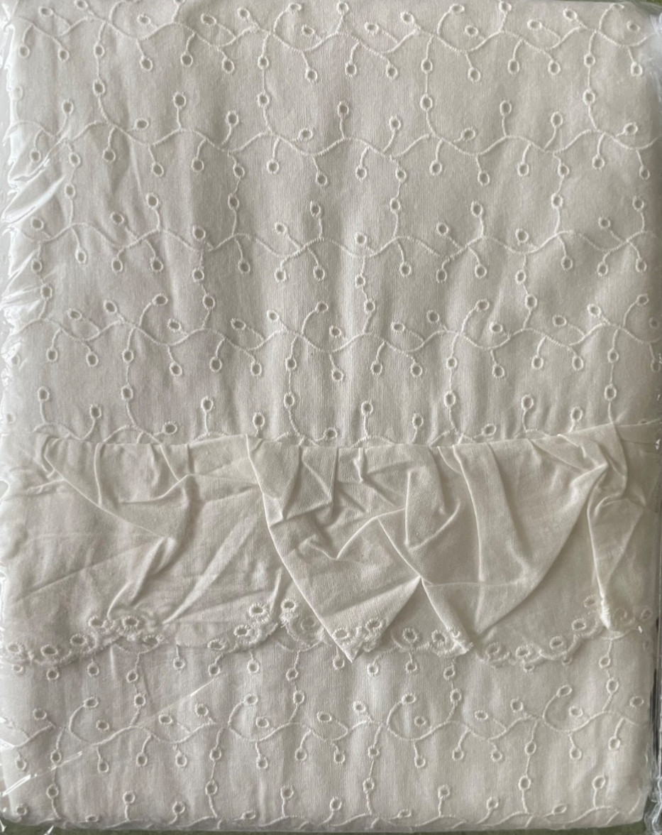 Pottery Barn x LoveShackFancy Ivory Eyelet Embroidery Light-Lined Curtain 48×84″
