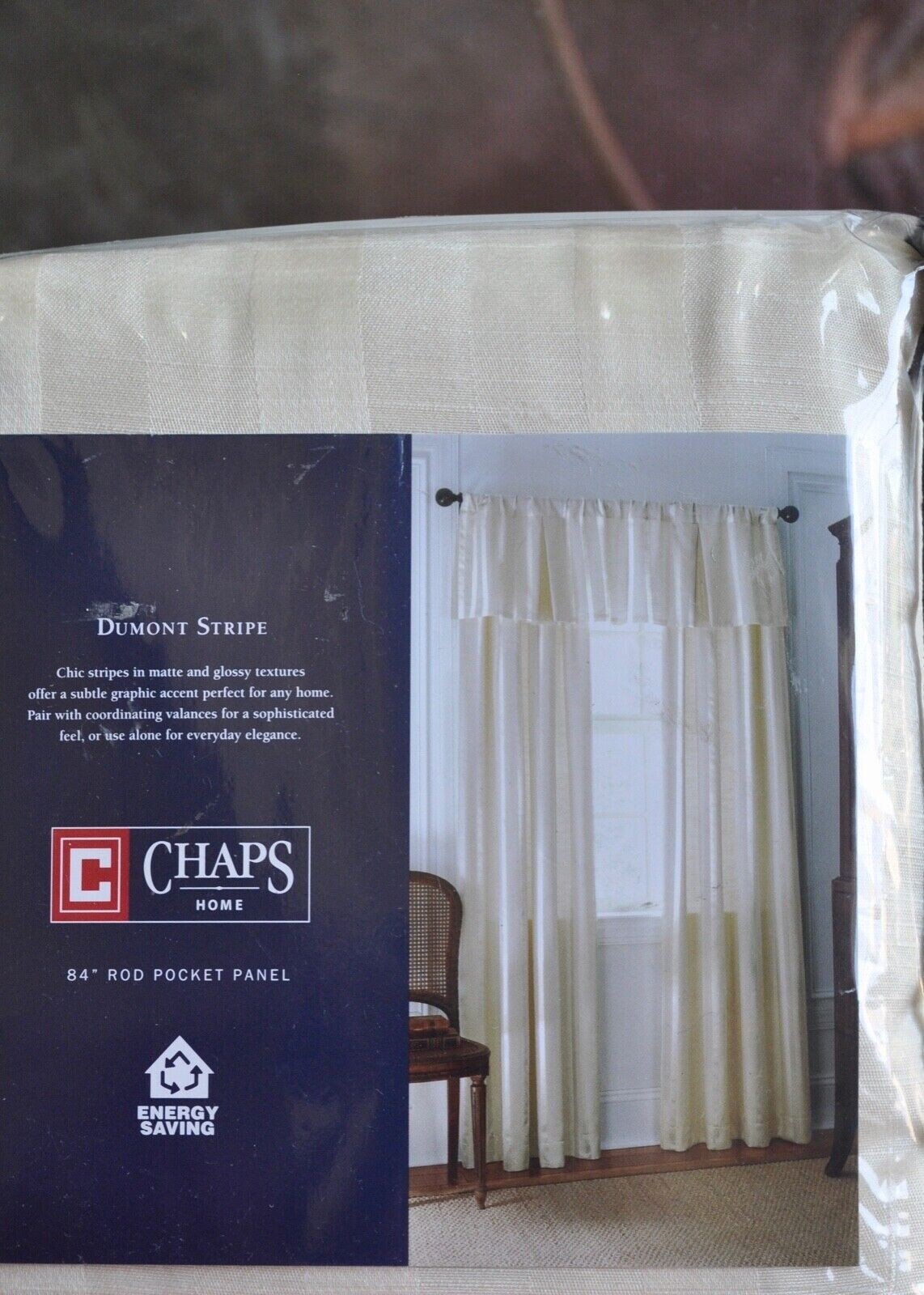 Two “Chaps” Rod Pocket Panels cream stripe Panels 54” W X 84” L Drapes Curtains