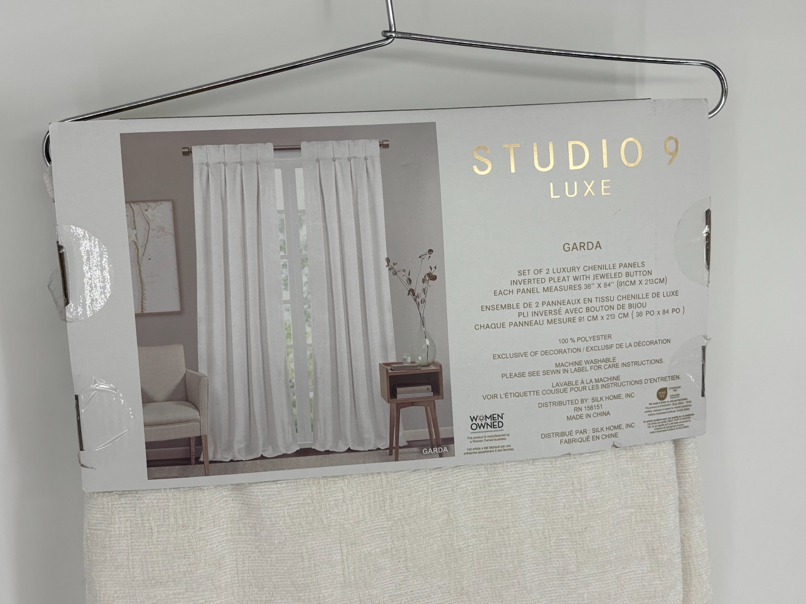 New Studio 9 Luxe 2-Pack Curtain Panels 36″ x 84″ Cream Garda Luxury Chenille