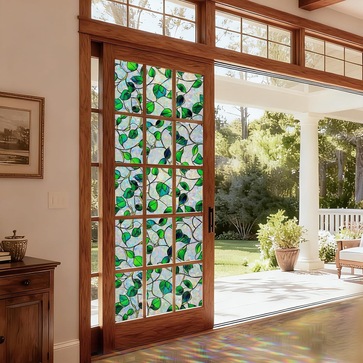 Window Privacy Film Stained Glass Decorative Static Clings Rainbow Window Tin…