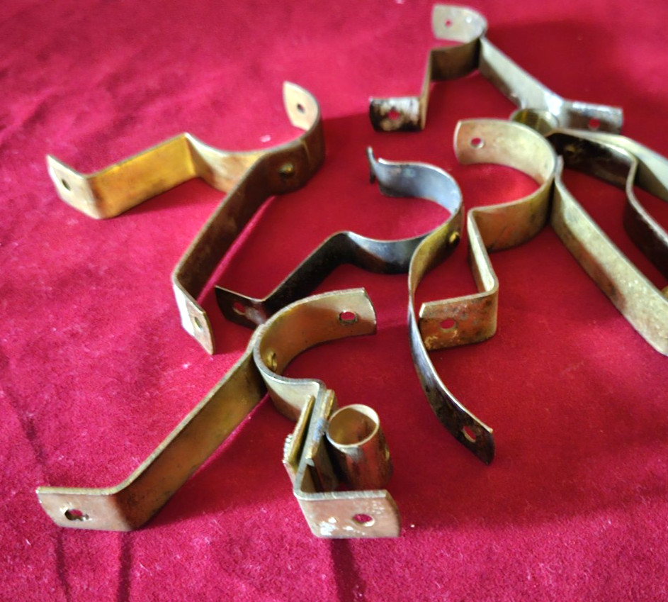 MCM Vintage Brass/Metal Finish 6 Assorted Curtain Rod Brackets Some All Brass