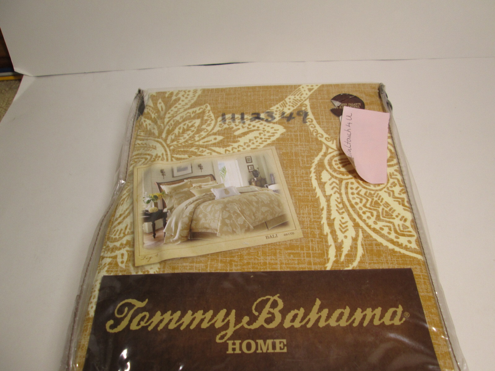 New Tommy Bahama BALI Lining Lined Window Valance 86″x15″ Gold Cream New