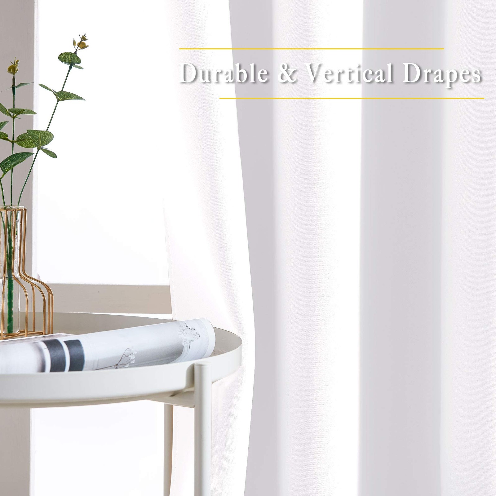 NICETOWN Curtains for Bedroom – (Pure White Color) 52 inches Width x 63 inche…