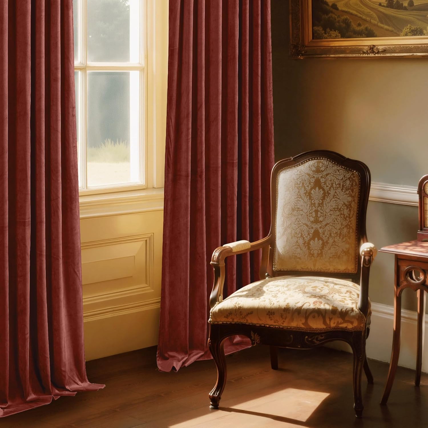 StangH Rust Velvet Curtains for Bedroom, Luxury Room Darkening Window Drapes The