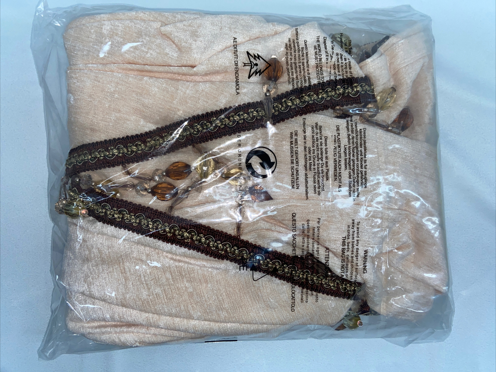 ***Free Shipping***Brand New, Elkca Chenille Waterfall Valance, Beige, 2 Swag.