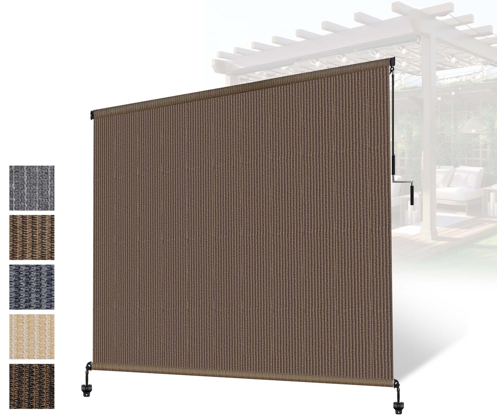Fade-Resistant Cordless Patio Roller Shades for UV Sun Block & Privacy 6’x8′