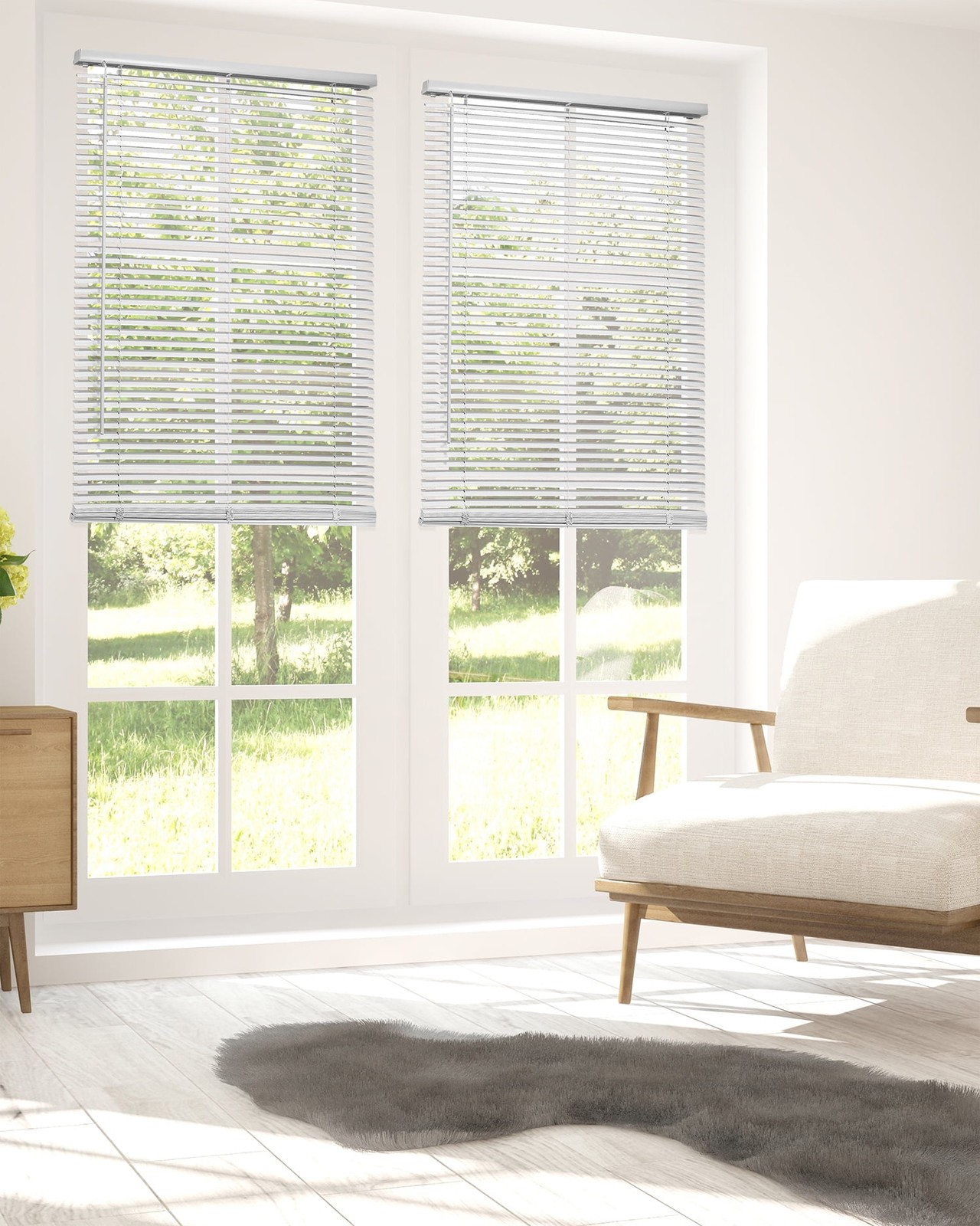 Chicology 38.5″W x 84″H Gray Cordless Vinyl Mini Window Blinds 1″ Slats