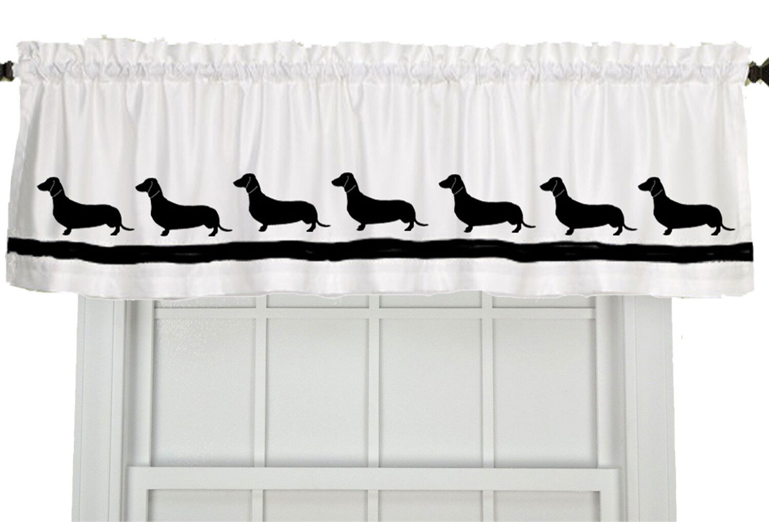 Dachshund Smooth, Wire, Longhaired Dog Window Valance in Your Choice of Colors