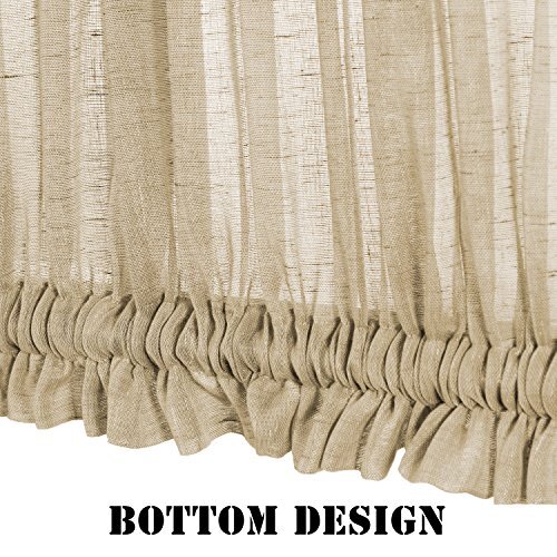 Door Window Curtain Panel, Soft Beige Linen Farmhouse Elegant 52″W x 72″L Tan