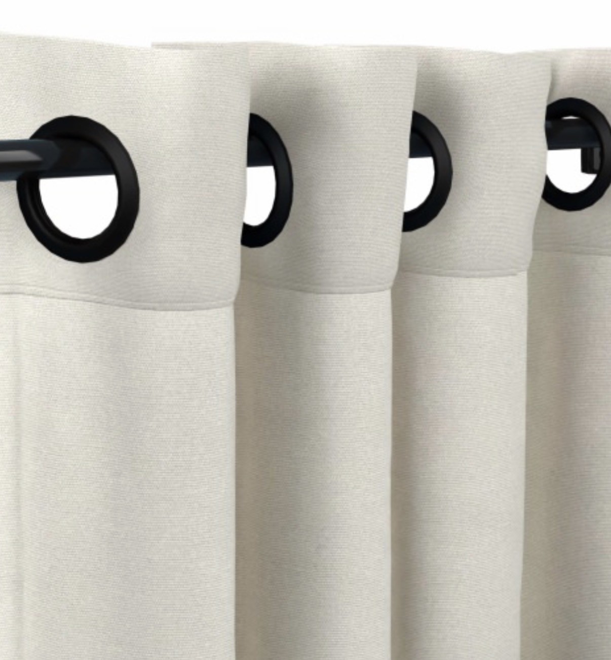 NEW Sunbrella Outdoor Curtain • 96” x 50” • Off White, Black Hardware Great item