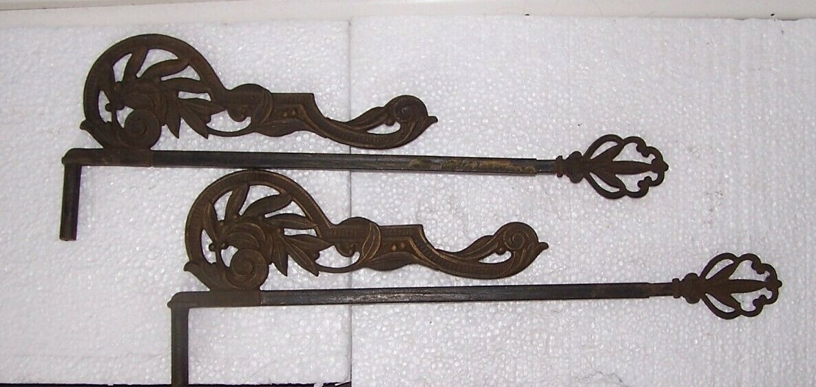 Early KIRSCH 5372 Antique Metal Drapery Pole Bracket (2) Victorian / art Deco