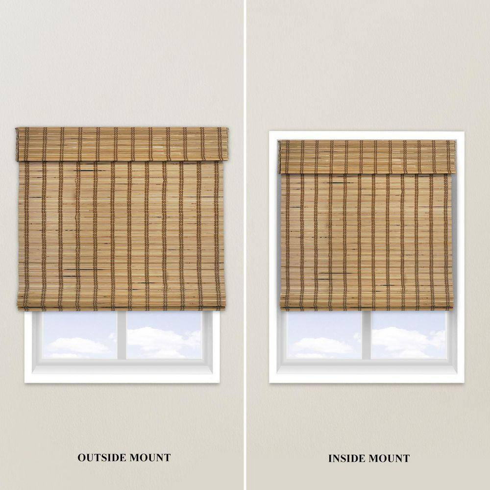 Natural Woven Light Filtering Cordless Bamboo Roman Shades for Windows, 71 In. W