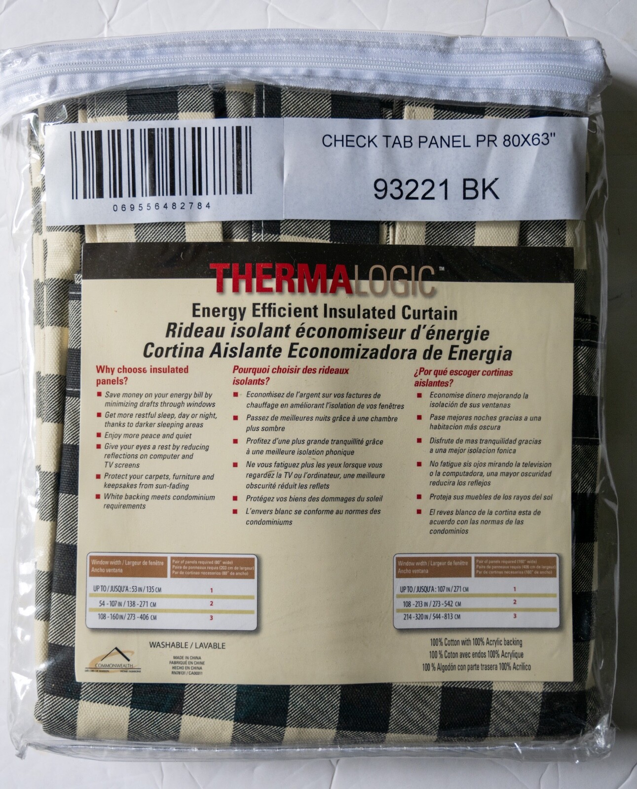 THERMALOGIC Energy Efficient Insulated Curtain Pair 80in x 63in-New!