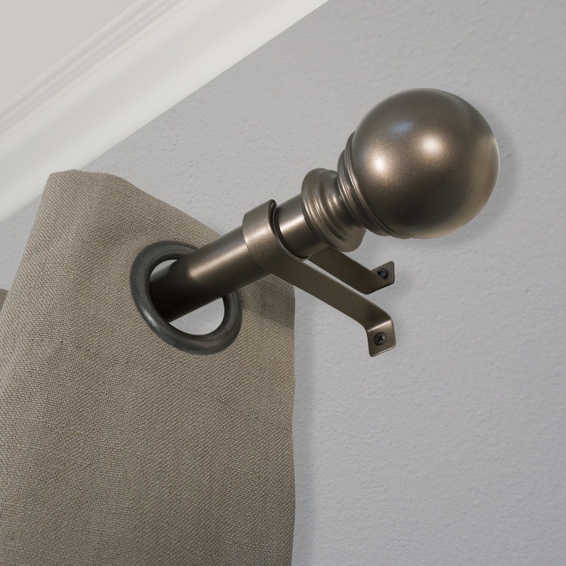 Adjustable Curtain Rod Set W/ Ball Finials Metal Drapery Hardware Easy Install