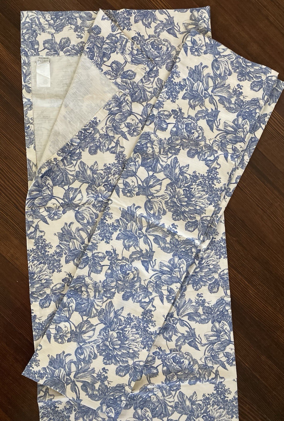 Waverly Garden Room Blue Garden Toile 2 Curtain Panels Unlined Pre Owned. Vguc