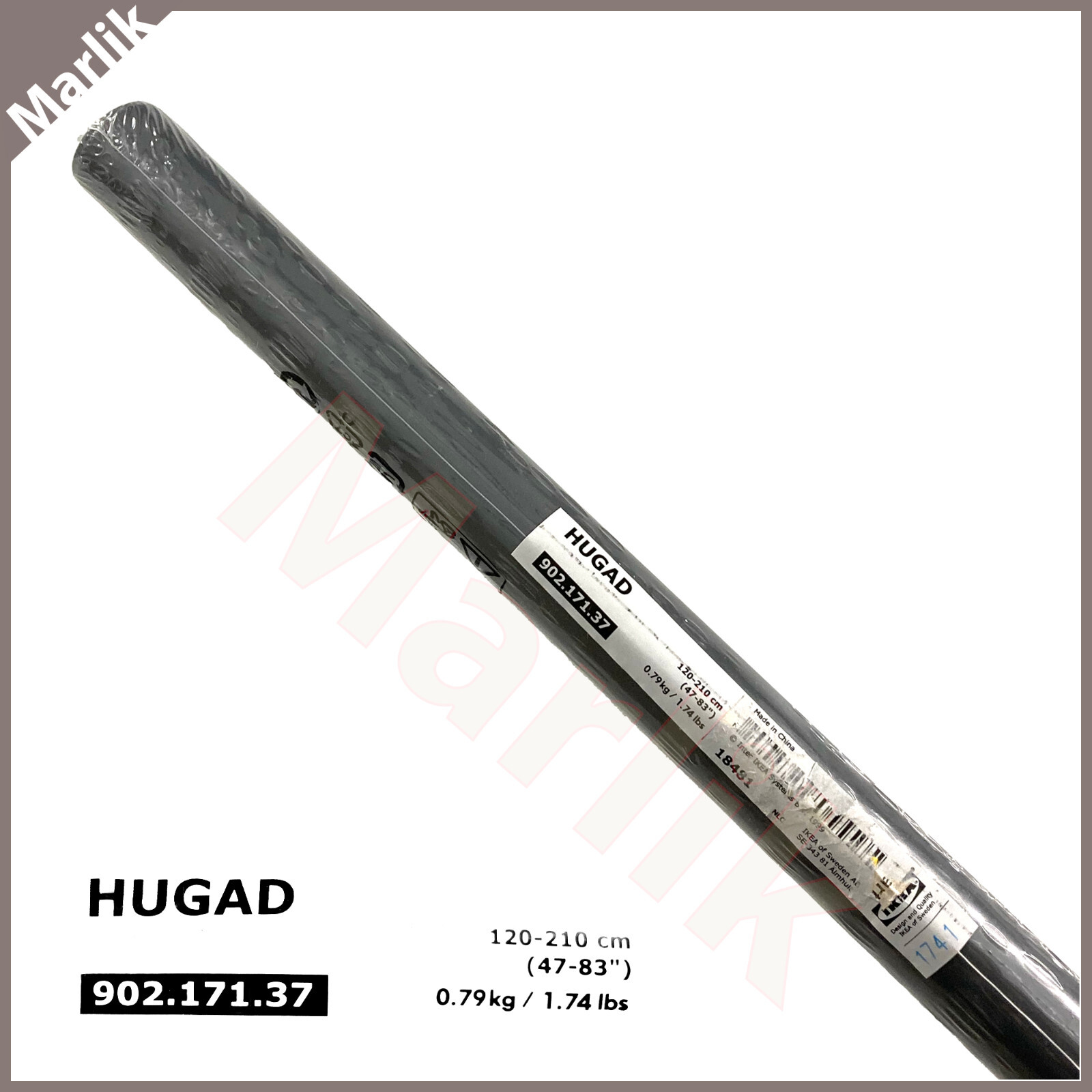 IKEA HUGAD Curtain Rod, Gray, 47″ – 83″ ( 120-210 cm ), 902.171.37, NEW