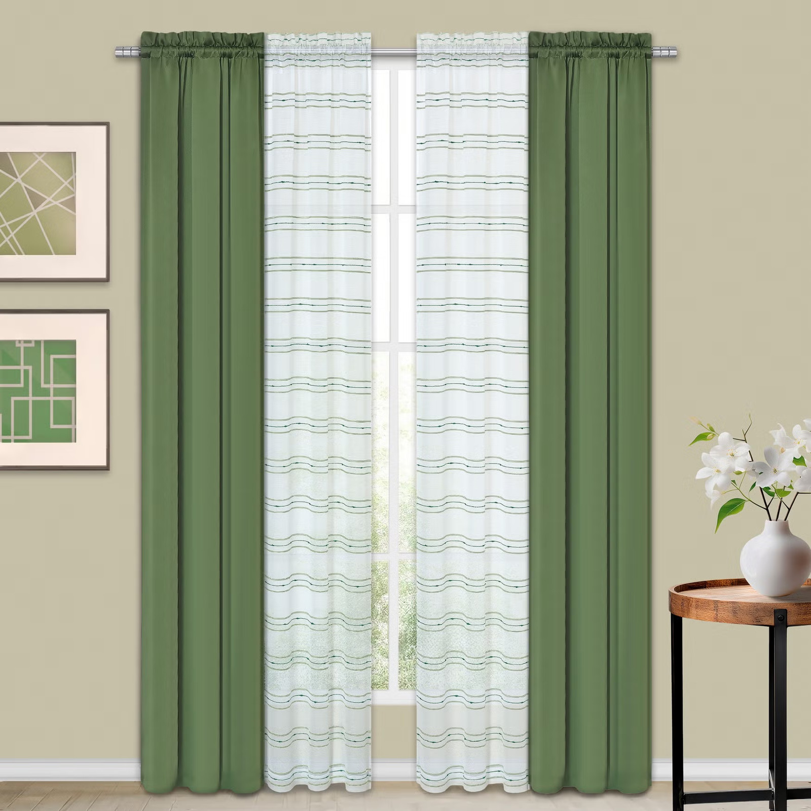 BrylaneHome 4 Piece Tribeca Rod Pocket Panels Set