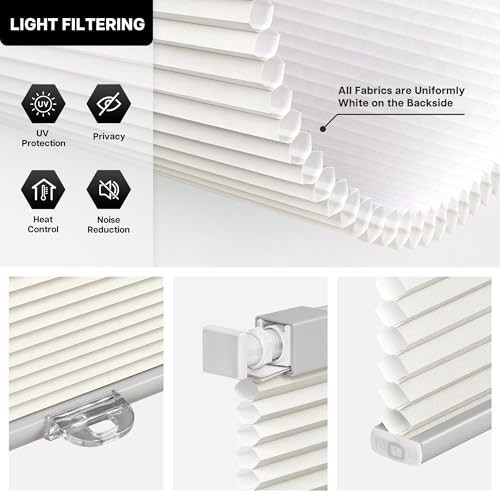 Cordless Cellular Shades – Light Filtering Honeycomb Pleated Blinds 23″ x 64″ Do
