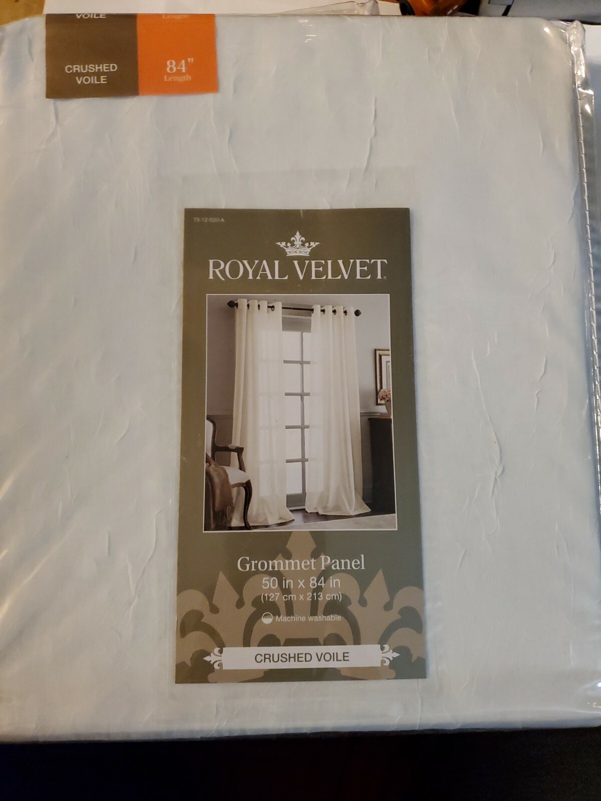 Set Of 2 Royal Velvet Grommet Panel Crushed Voile Cool White 50 in x 84 in