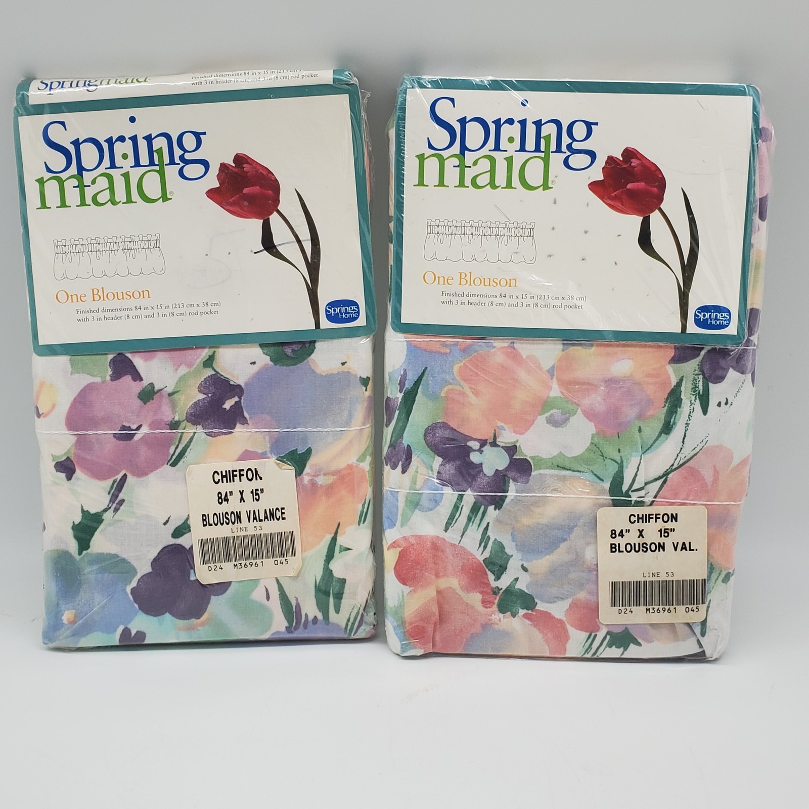 Vintage New Old Stock Springmaid Blouson Valance 84″x15″ Floral Chiffon 2-Pack