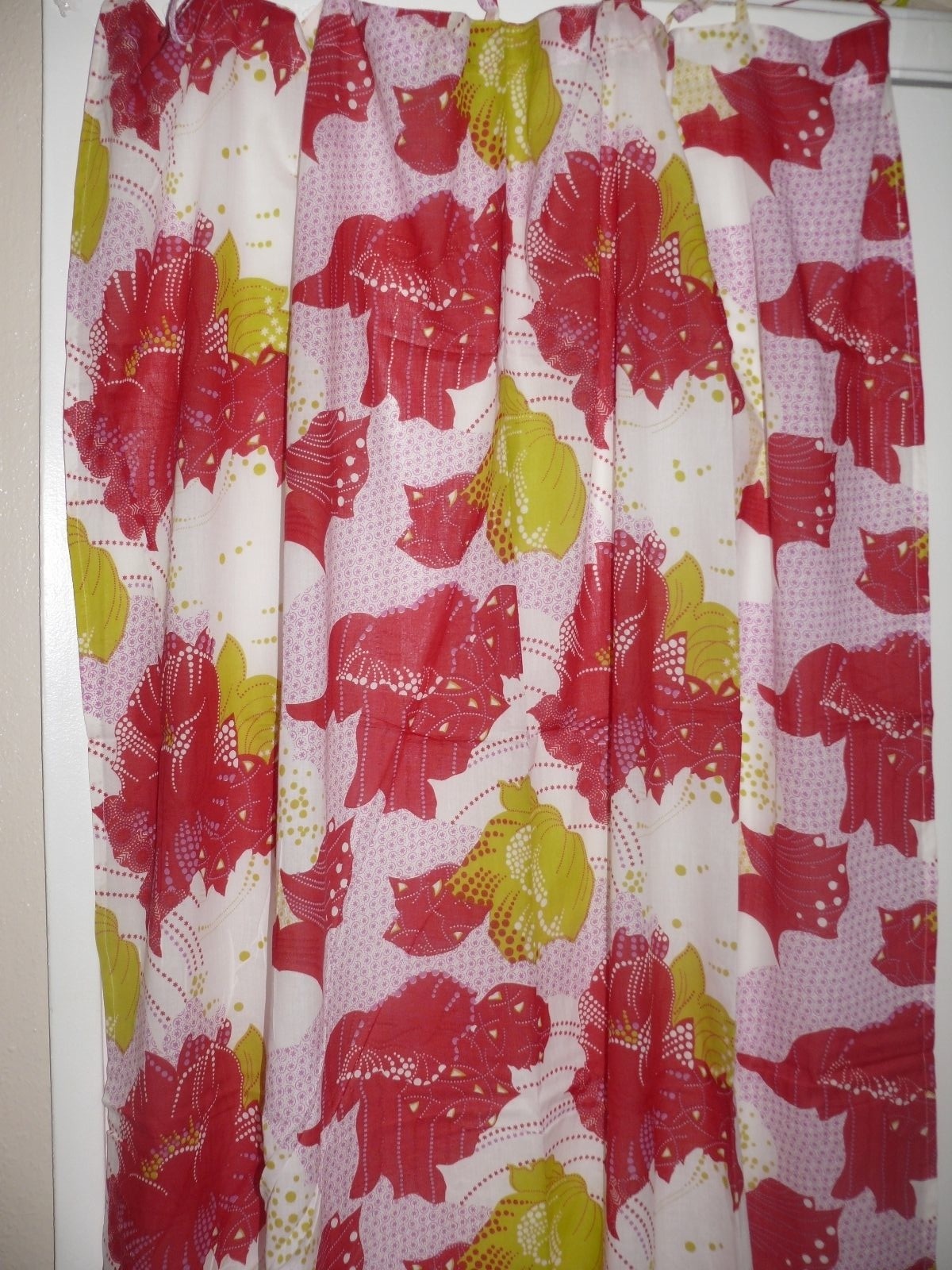 Karma Living curtain red white multi panel 44″ x 88″ fair trade