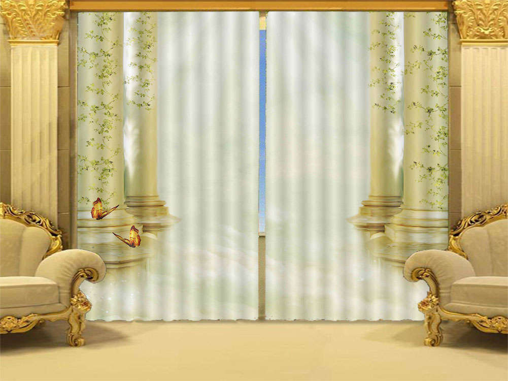 Solid Post 3D Curtains Blockout Photo Printing Curtains Drape Fabric