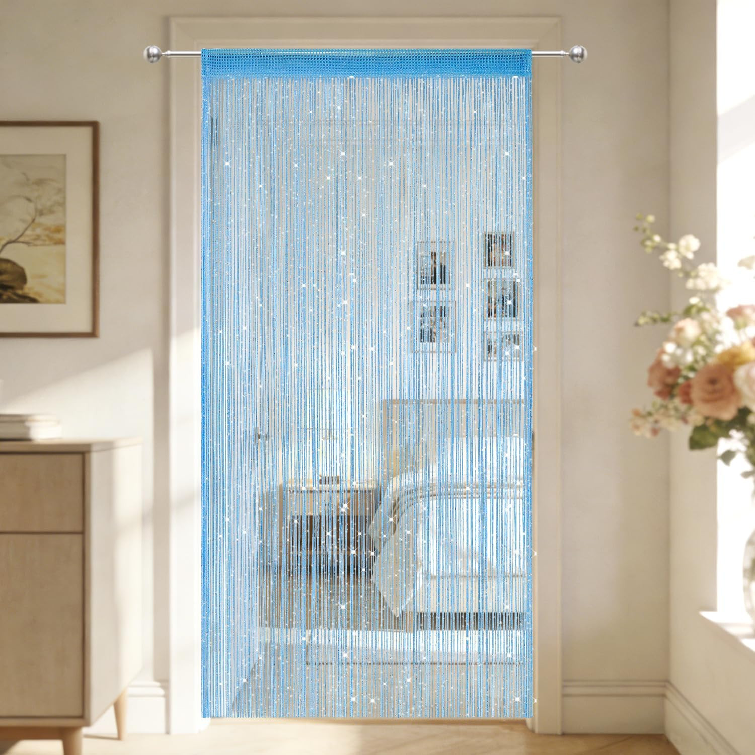 2 Pack 39 X 79 Inch String Curtains for Doorway, Home Decor Sequin Glitter Strin