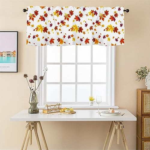 Fall Autumn Maple Leaves Kitchen Curtains 54″W x 18″L (Pack of 1) Fall 4