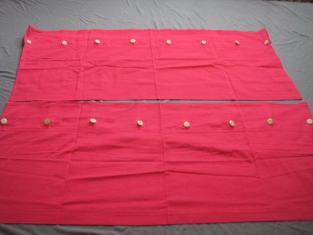 Set of 2 Nautica Red Cotton Tab WindowValance Nautica Buttons 40” L and 16.5 W