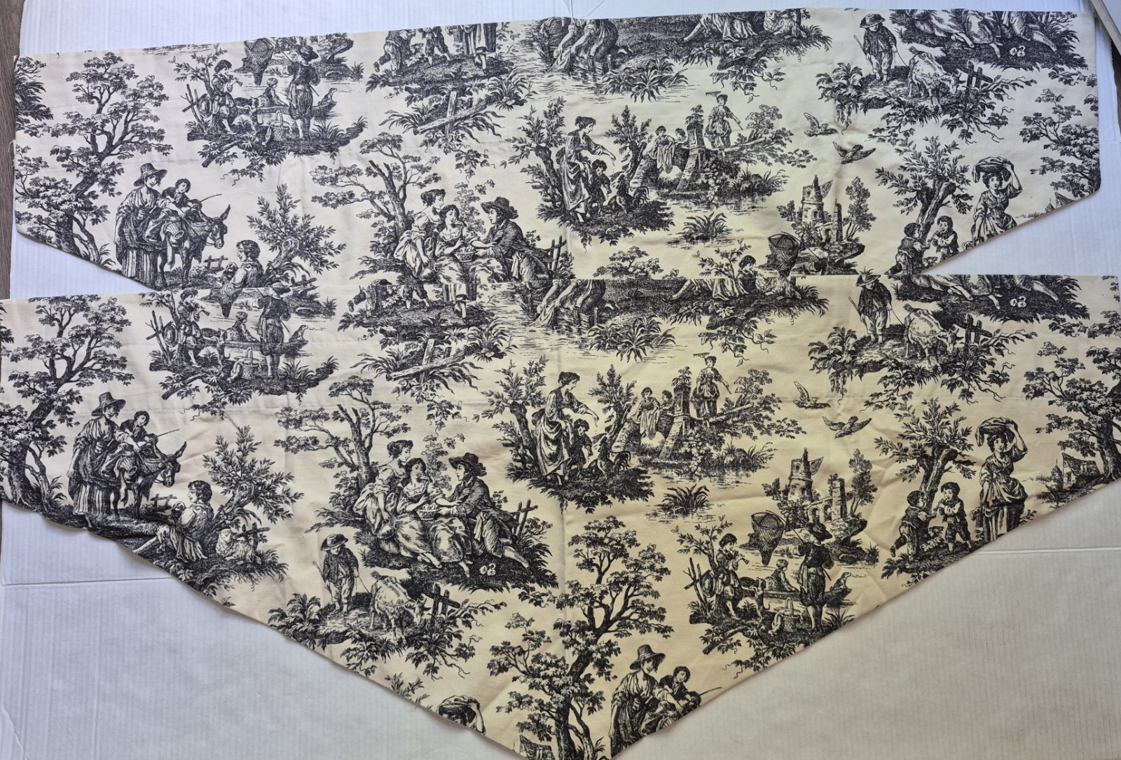 Waverly Home Classics Black Toile French Country Ascot Valances Rustic Life 2 PC