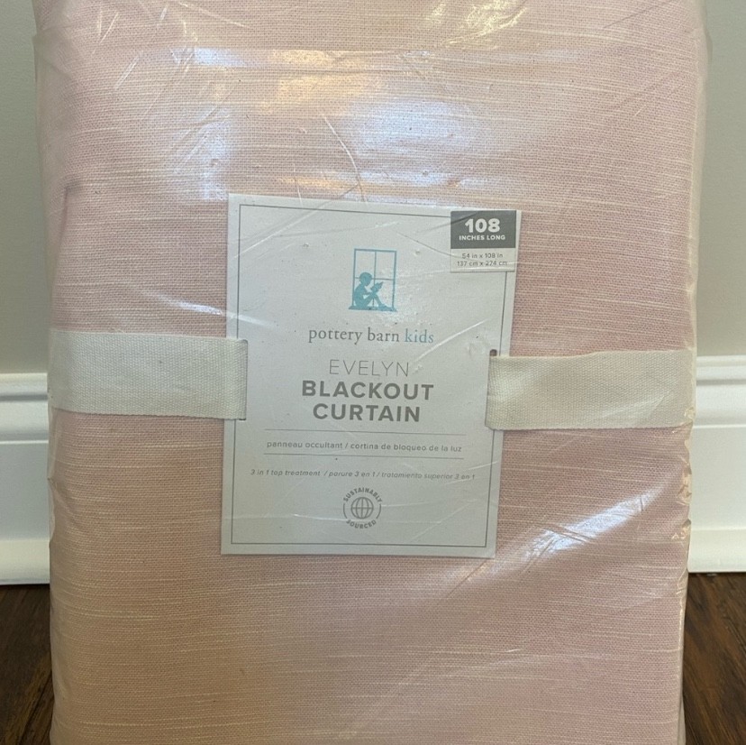 Pottery Barn Kids Evelyn Linen Blackout Curtain – Light Pink