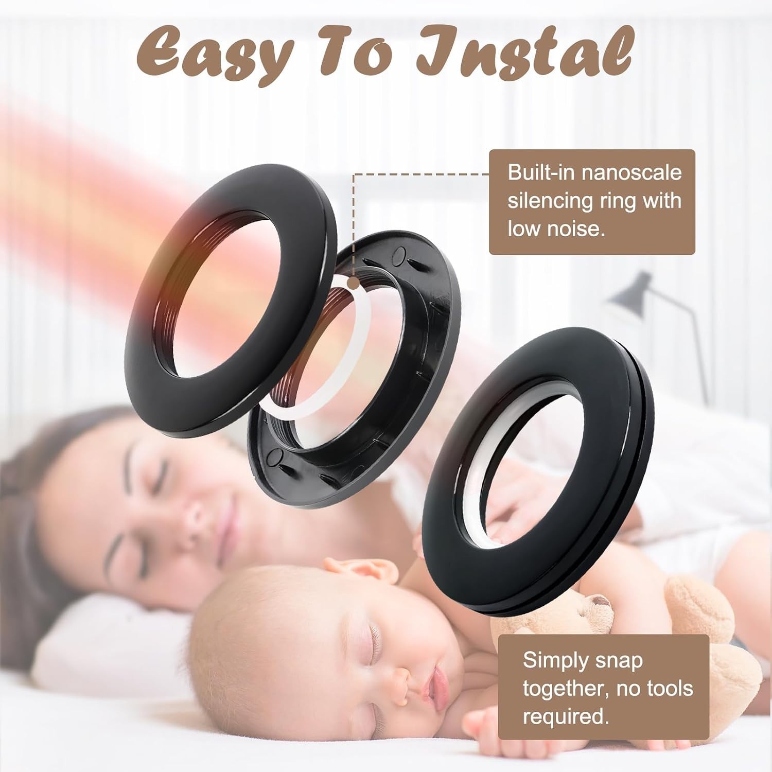 Stylish 16PCS Black Plastic Curtain Grommets – 1-9/16 inch for Home Decor