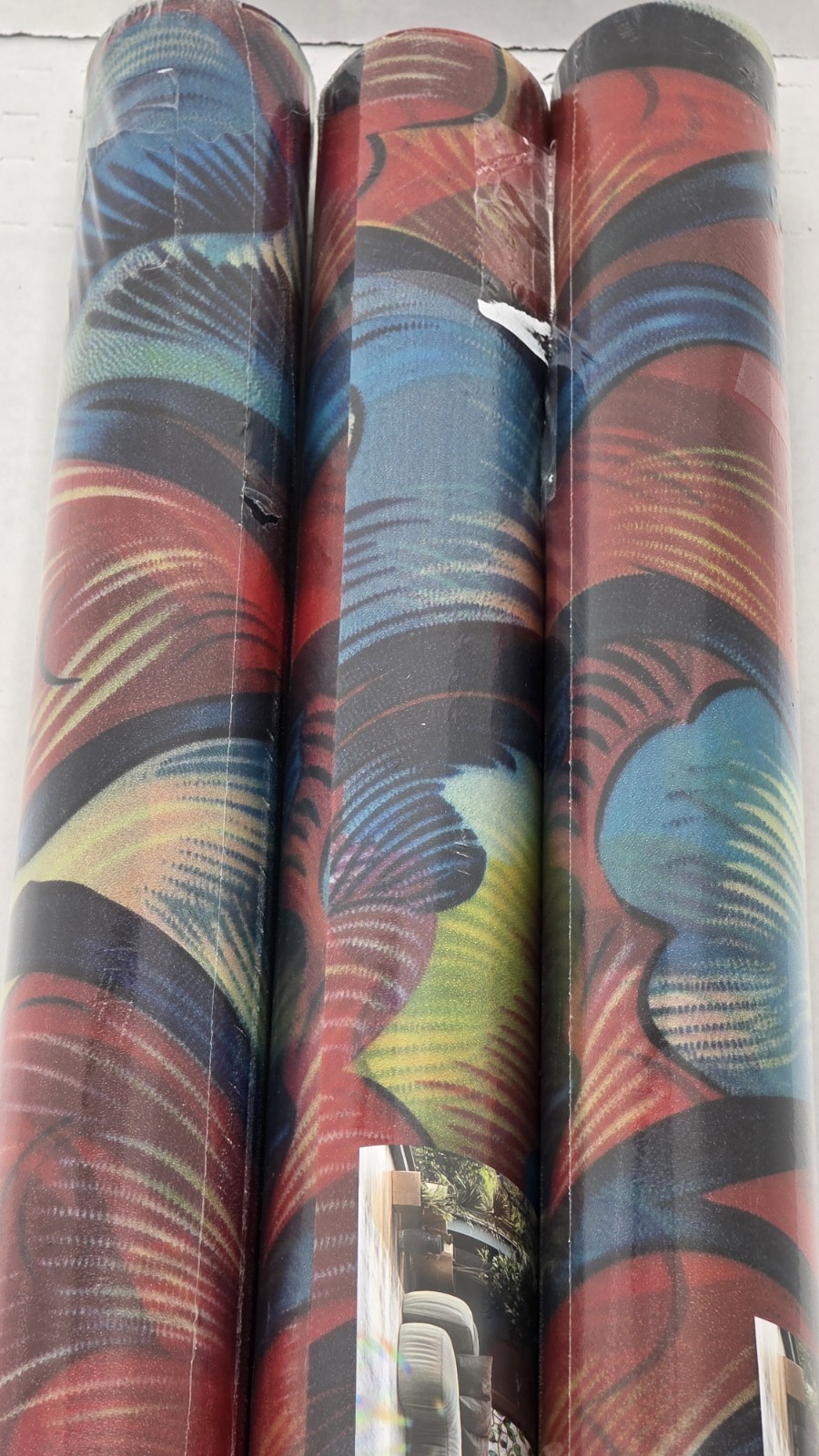 Lot 3x SOMWISE Frosted Privacy Window Film Red Floral 35″x157″ Static Cling