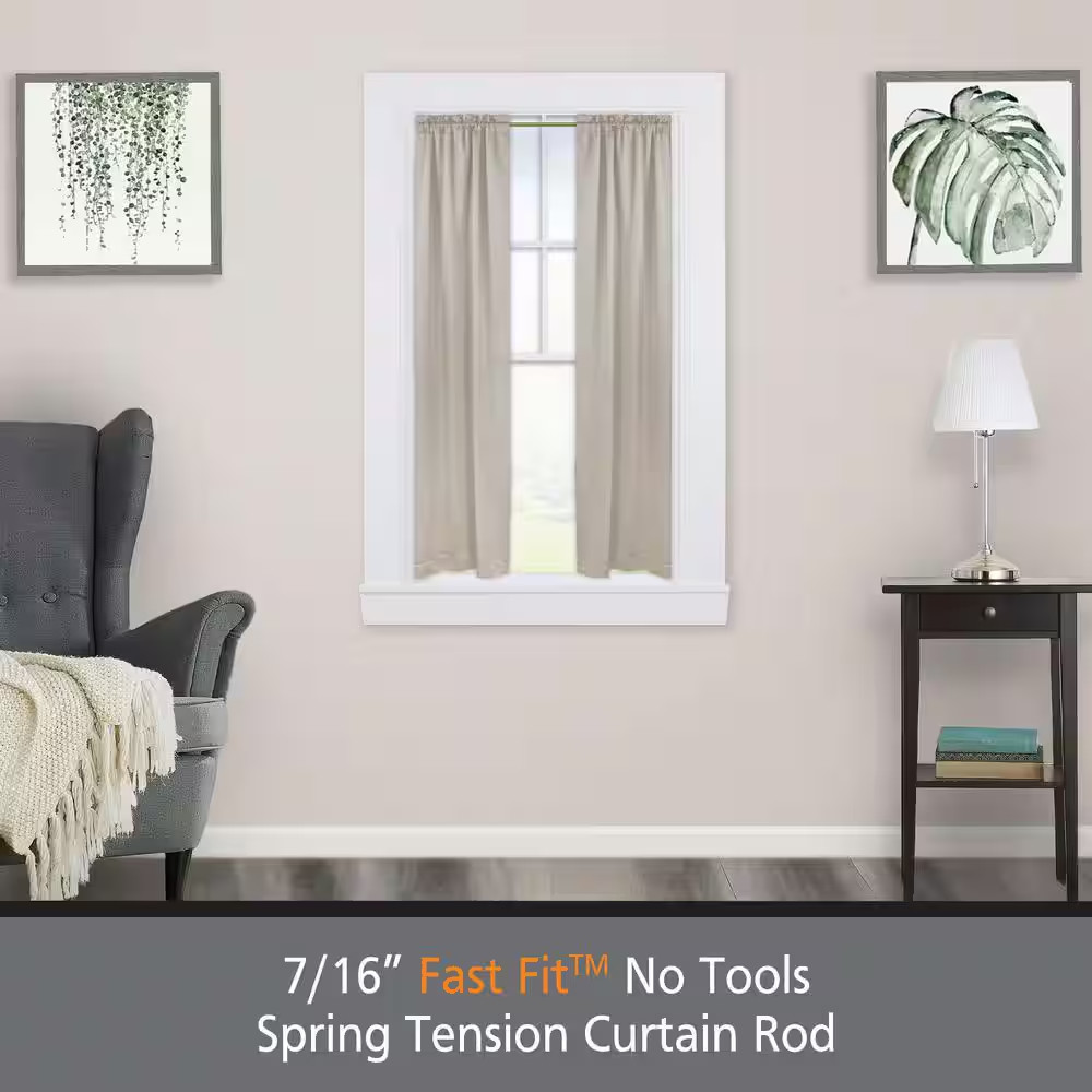 Fast Fit No Tools 28 In. – 48 In. Adjustable Spring Tension Curtain Rod, 7/16 In